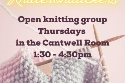 Open knitting group informational flyer
