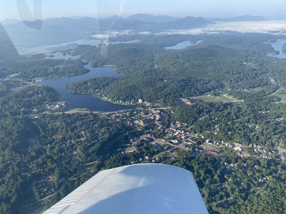 View of Saranac Lake Village from the air