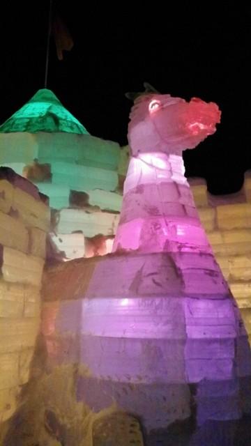 when we had a Celtic theme, this two-story ice dragon was everyone's favorite