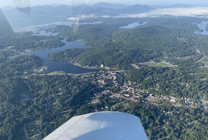 View of Saranac Lake Village from the air