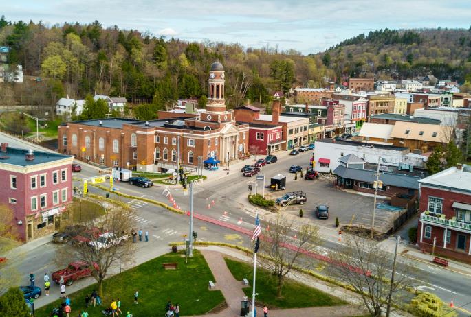 Downtown Saranac Lake from above.