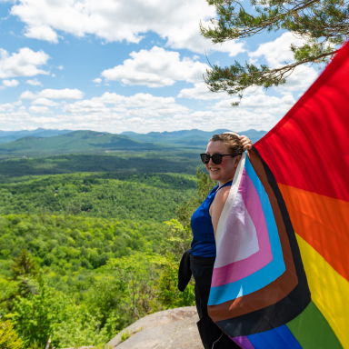 PRIDE flag flown at the top of Mt. Baker