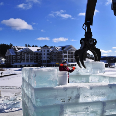 Ice castle construction from 2022
