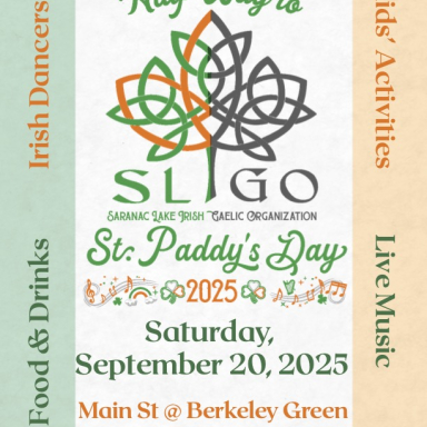 irish design poster with green and gold colors to display event details