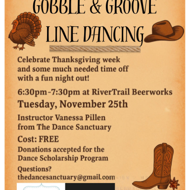 Thanksgiving event poster with cowboy boots and hat