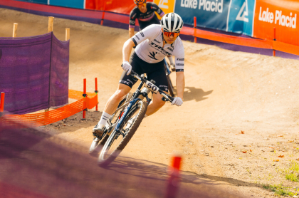 A competitor navigating some turns on the course. 