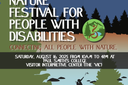 Event details with colorful nature background