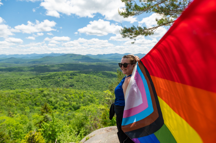 PRIDE flag flown at the top of Mt. Baker