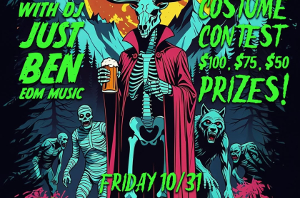 skeleton moose with werewolf and zombie figures - event poster 