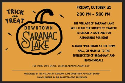 orange flyer with black outlined pumpkin and event text