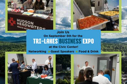 Poster displaying the various businesses booths of past expos