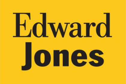 Black text Edward Jones with mustard background