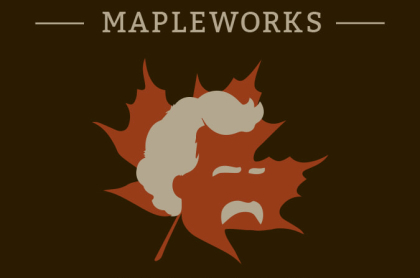 Mark Twain's illustrated likeness on a maple leaf