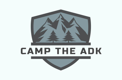 Logo of mountains and the words 'Camp the adk'