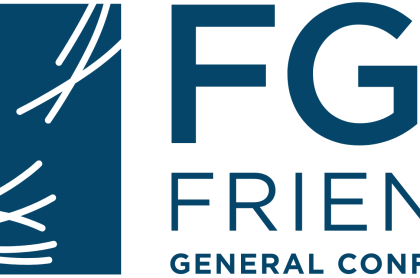 Logo in medium blue friends meeting