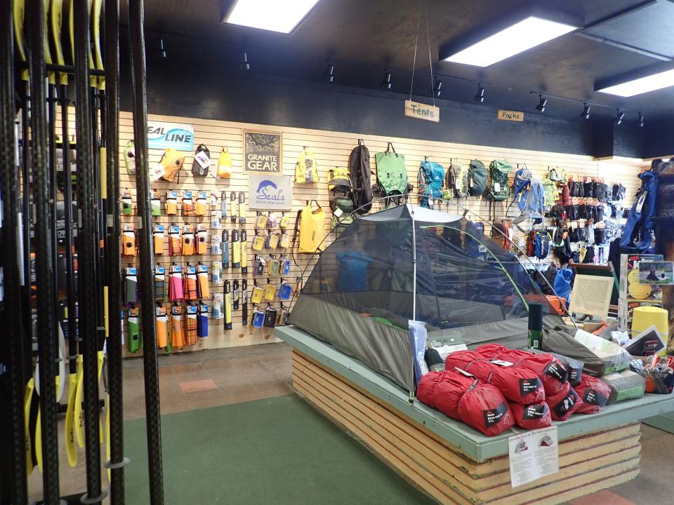 Photograph of the interior of the Saranac Lake retail space owned and operated by St. Regis Canoe Outfitters
