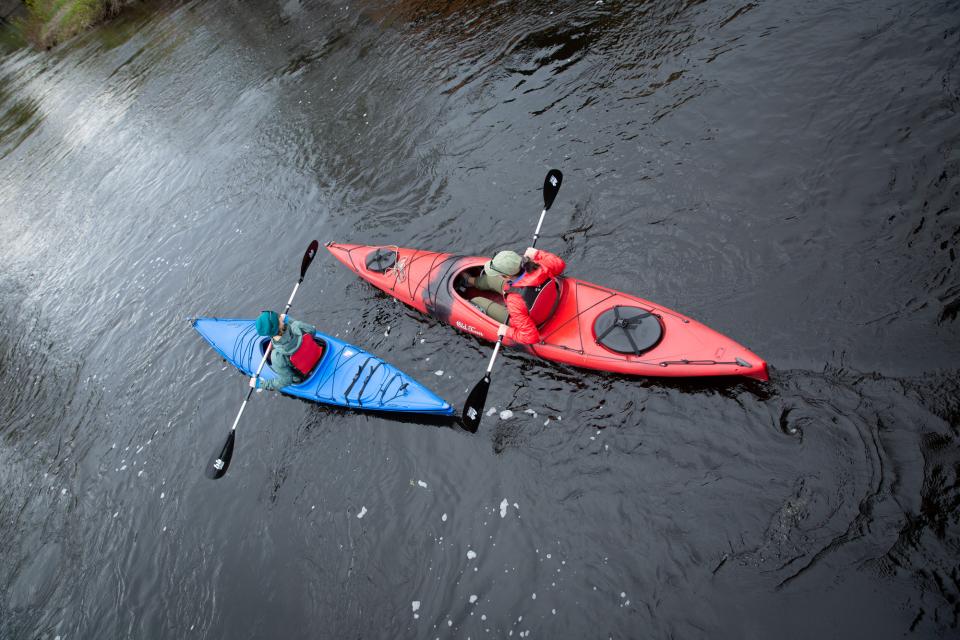 Kayaks on a dock
