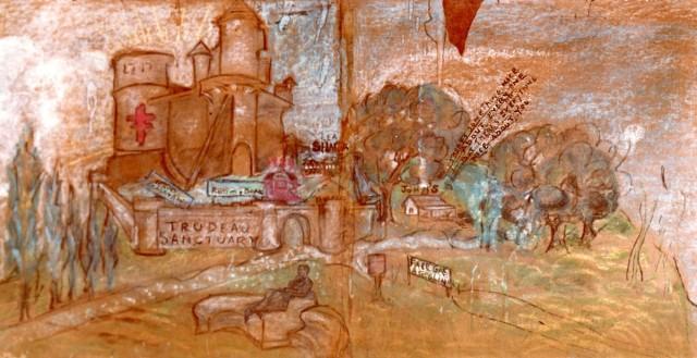 this panel represented the sanitarium (courtesy of Historic Saranac Lake wiki website)