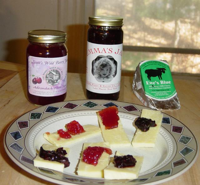 one cheese & chutney combo, using cheddar and fruit preserves
