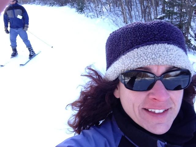 Awesome wide trails and gentle enough for a skiing-selfie!