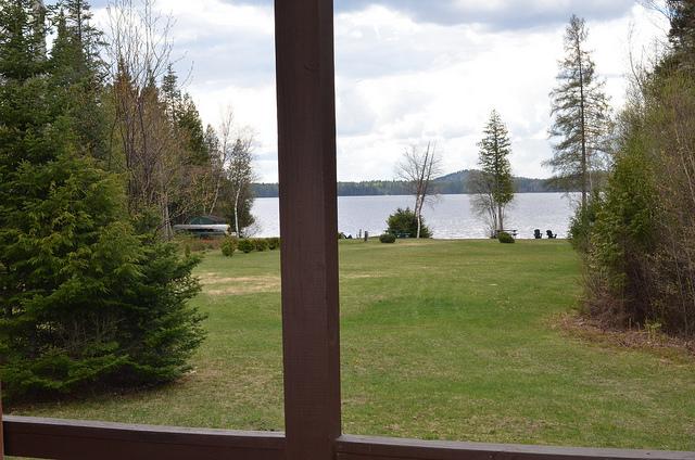 the view from the porch of Hohmeyer's Lake Clear Lodge