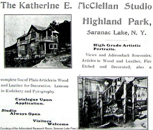 the ad Ms. McClellan created for her photo business (courtesy of Historic Saranac Lake wiki website)