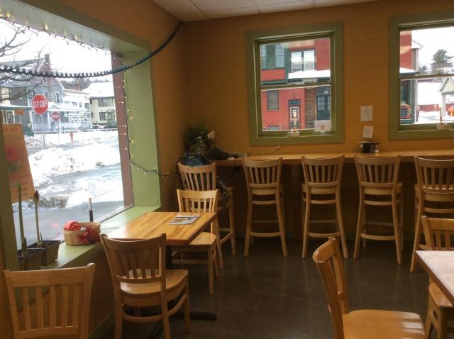 Nori's dining section has big windows and seasonal decor.