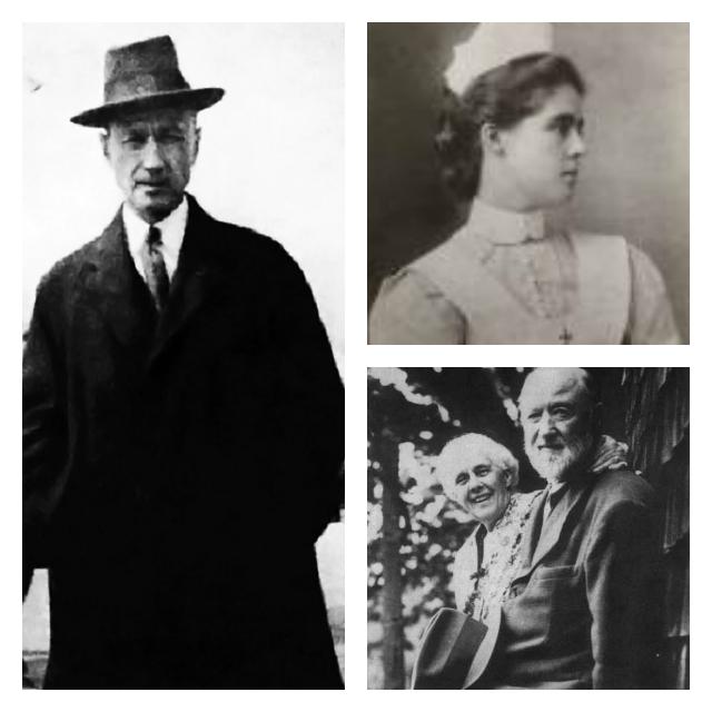 Charles Ives, (left) American modernist composer, met his wife, Harmony (top right) while being treated in Saranac Lake