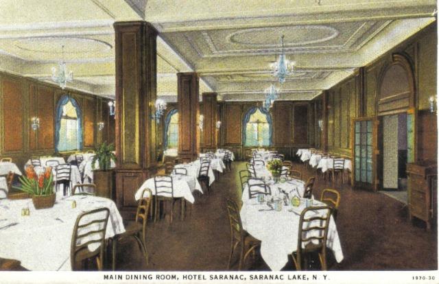 main dining room of the Hotel Saranac showed the elegant, Italianate, influence (courtesy Bunk's Place)