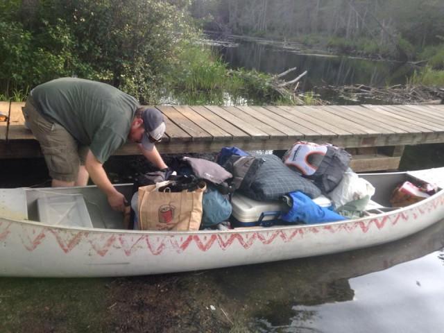 packed canoe