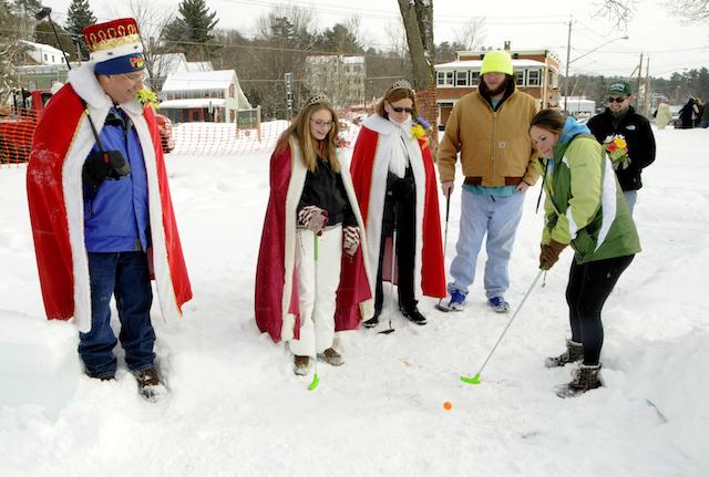 The Winter Carnival Court visit the course, as part of their Royal Duties. (photo Mark Kurtz)