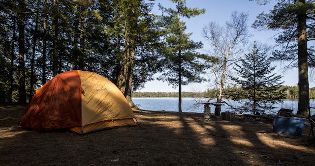 A primitive camping site on Follensby Clear Pond.
