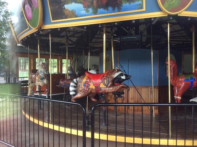 The Adirondack Carousel is open every day in the summer, with a playground for children and rides available for a small fee.