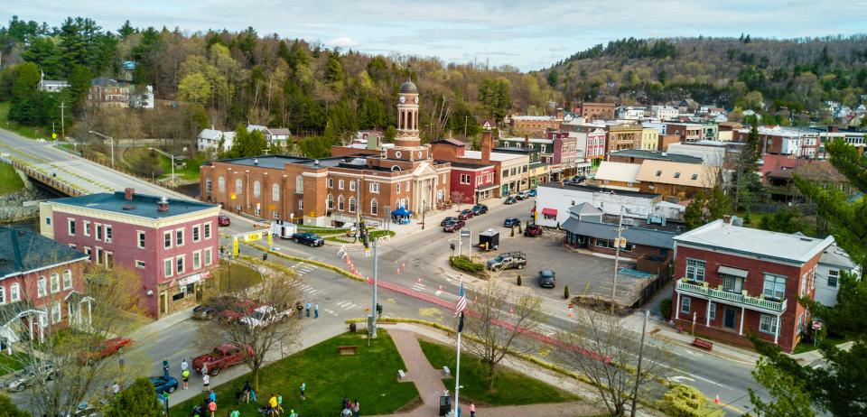 Downtown Saranac Lake from above.