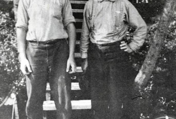 Seaver Rice is shown with his father Walter C. Rice. The photo is dated 1912, when Walter was age 60. (Courtesy of the Adirondack Free Library #85.642)