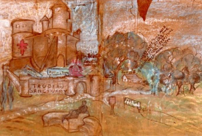 this panel represented the sanitarium (courtesy of Historic Saranac Lake wiki website)