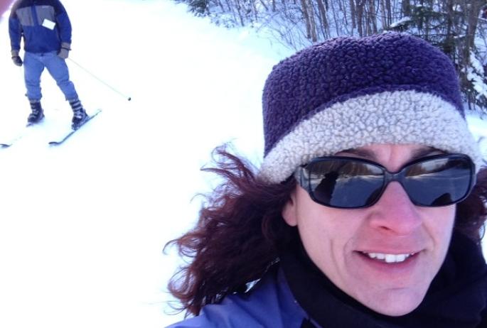 Awesome wide trails and gentle enough for a skiing-selfie!