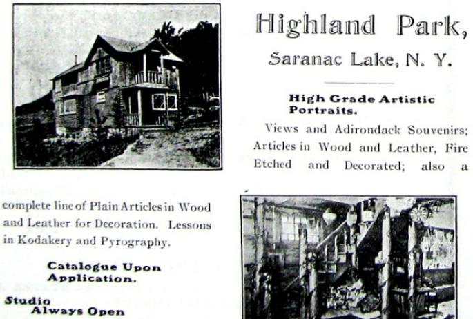 the ad Ms. McClellan created for her photo business (courtesy of Historic Saranac Lake wiki website)
