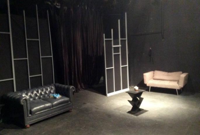 stage being readied for the production of ART, Pendragon's contemporary comedy of the 2016 season