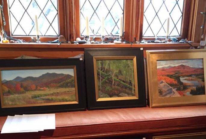 Some of Sandra's paintings on display at her house