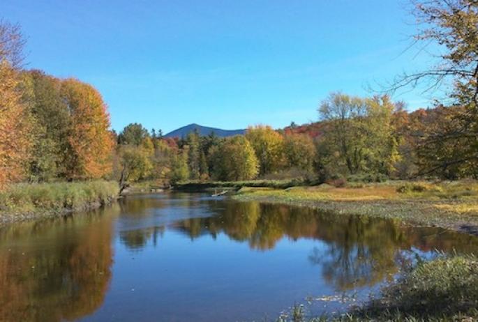 The tranquil parts of the Saranac River are visible from pulloffs along Route 3.
