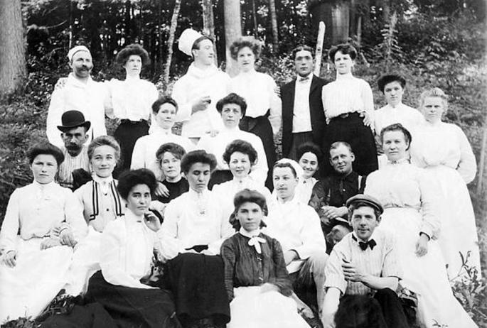 Knollwood Club Staff, early 20th-century. (photo courtesy Saranac Lake Free Library)