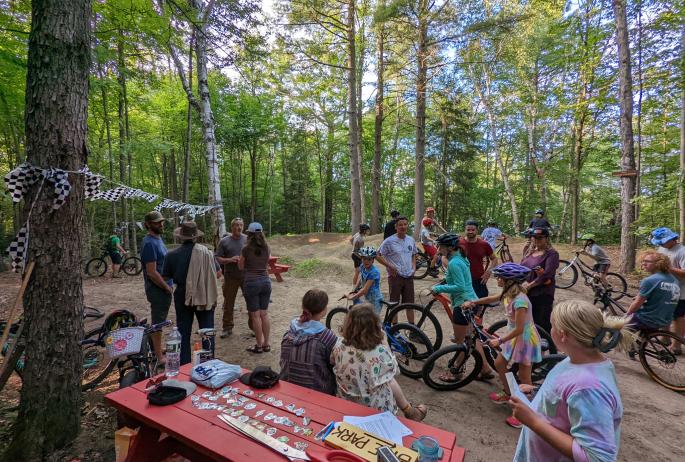 A group gathering at the bike park