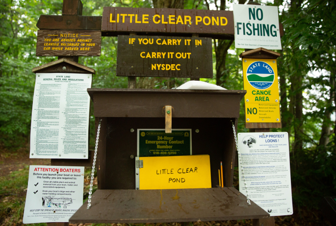 The sign-in register for Little Clear Pond