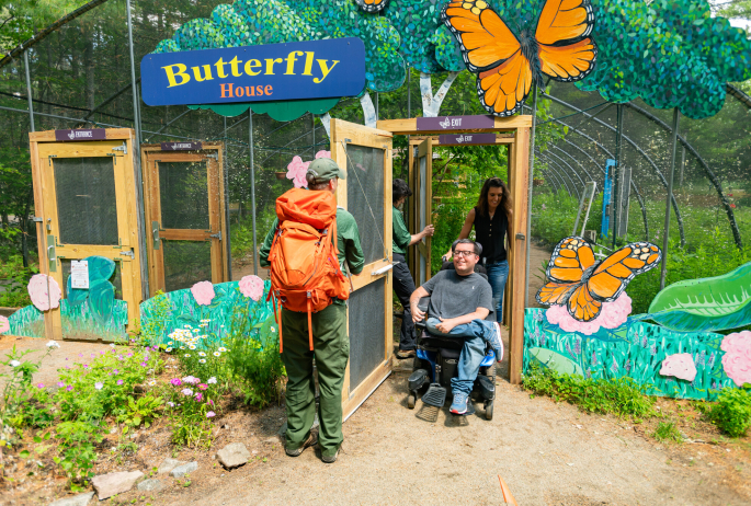 People coming in and out of the VIC Butterfly House