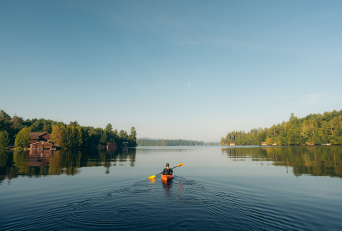A paddler in open water.