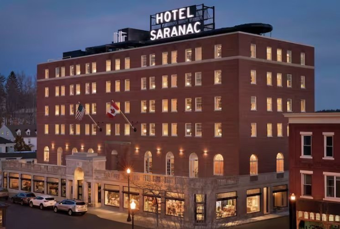 The exterior of Hotel Saranac.