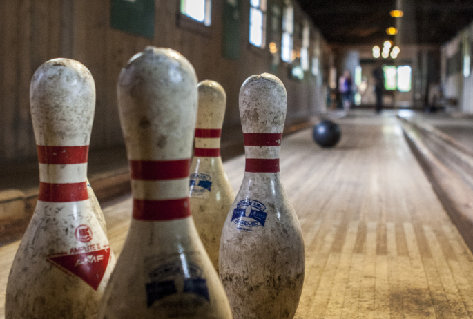 A private bowling alley at the White Pine Camp.