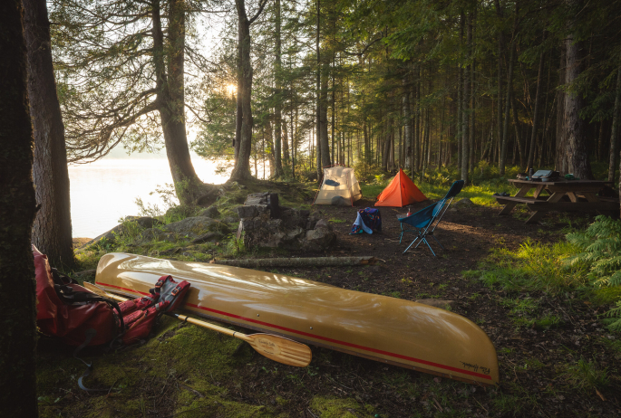 A canoe camping setup in the Adirondacks.