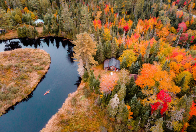 The Osgood River with peak fall foliage.